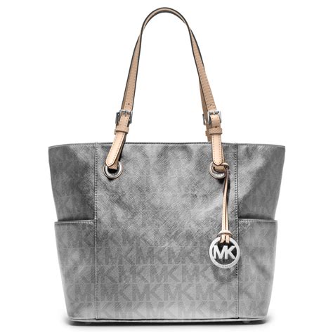 michael kors purse leather signature|Michael Kors signature tote gray.